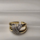 Gold plated zircon 2 tone ring adjustable