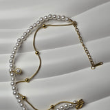 White pearl double layer anklet