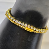 Gold over Silver, Cubic Zirconia Double-Layer Bracelet.
