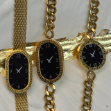 Gold-toned women's bracelet watches with mesh and chain straps 3 set