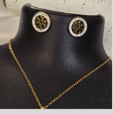 Stainless steel, Tory Burch-inspired necklace and stud earrings set