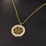 Stainless steel, Tory Burch-inspired necklace and stud earrings set