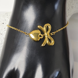 18K gold-plated, stainless steel Bow Heart Bracelet