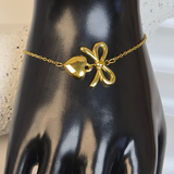 18K gold-plated, stainless steel Bow Heart Bracelet
