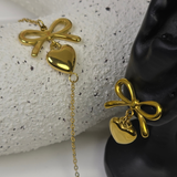 18K gold-plated, stainless steel Bow Heart Bracelet