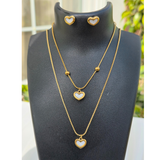 Gold-plated stainless steel necklace,Braclete and earring set