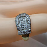 Gold plated zircon 2 tone ring adjustable