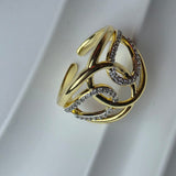 Gold plated zircon 2 tone ring adjustable