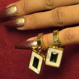Pearls Emerald Green Zircone Earings