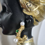 Pearl Emerald Earrings